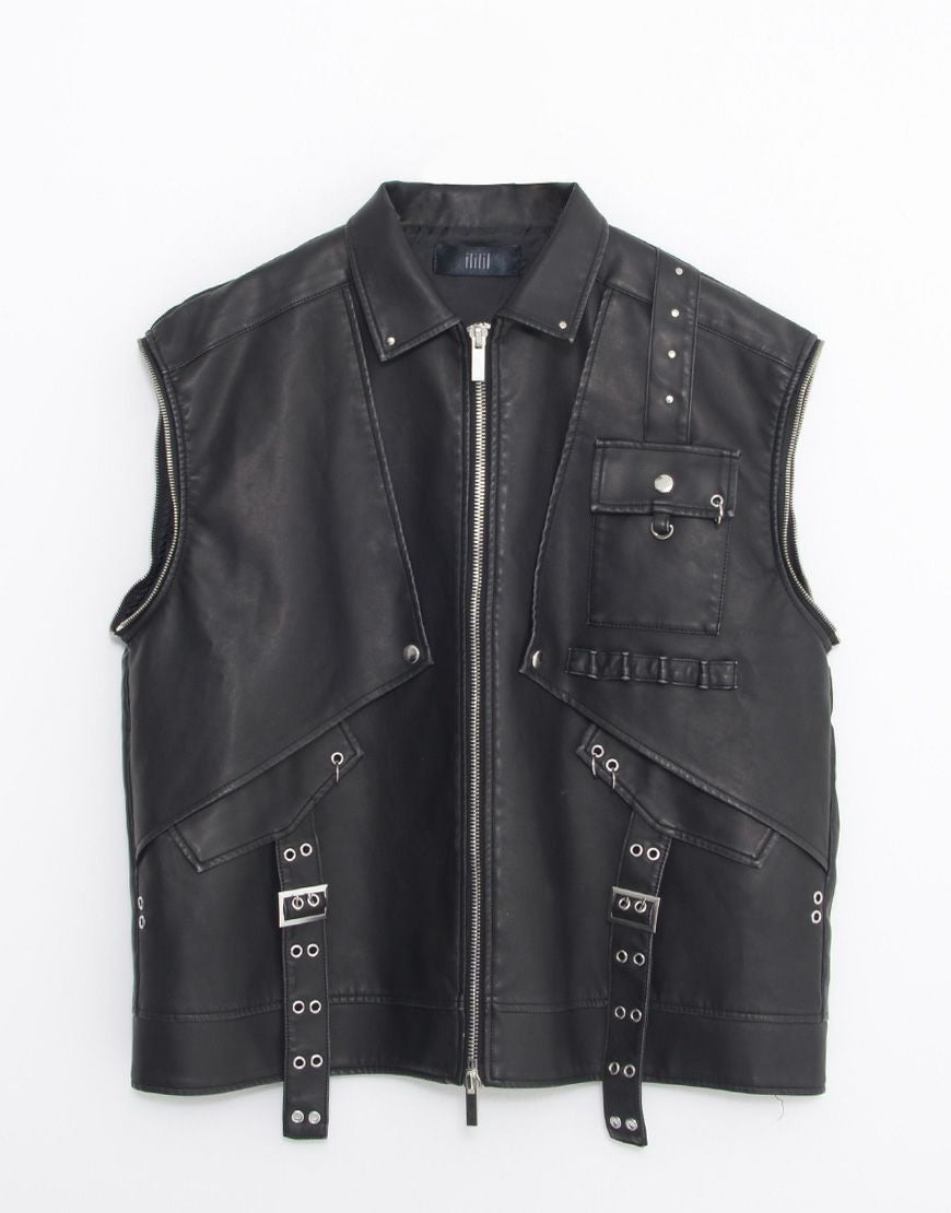 ililil【イルイルイル】2way gimmick synthetic leather blouson