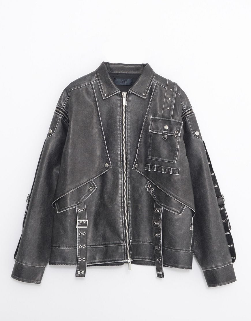 ililil【イルイルイル】2way gimmick synthetic leather blouson