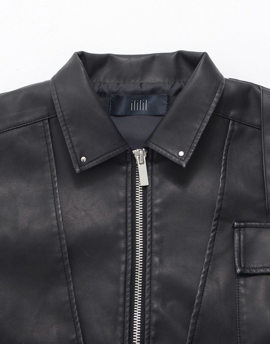 ililil【イルイルイル】2way gimmick synthetic leather blouson
