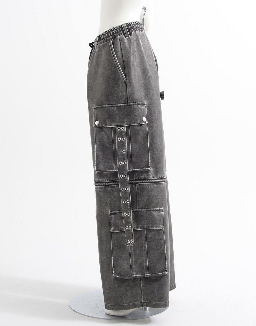 ililil 2wayヴィンテージ加工合成皮革カーゴパンツ グレー ililil【イルイルイル】2way gimmick synthetic leather cargo pants