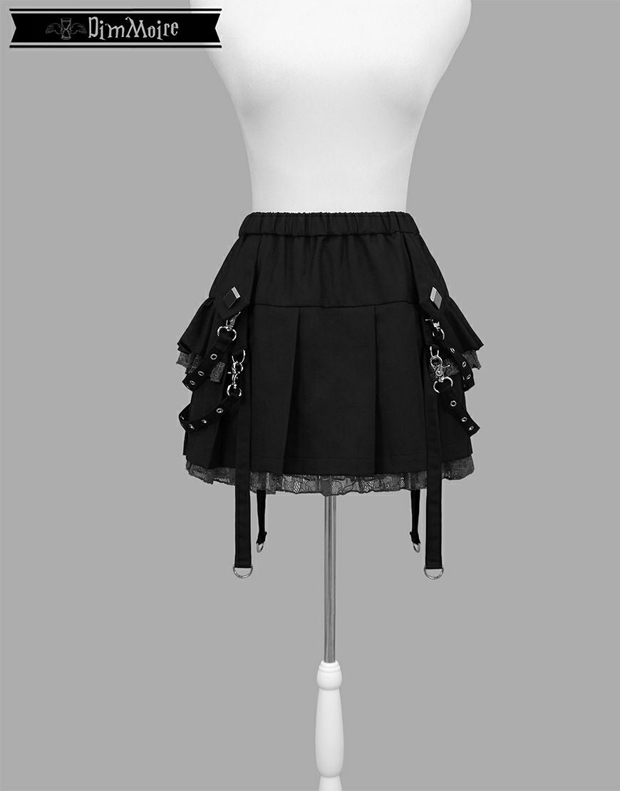 DimMoire【ディムモアール】サイドフリルミニスカート/Black