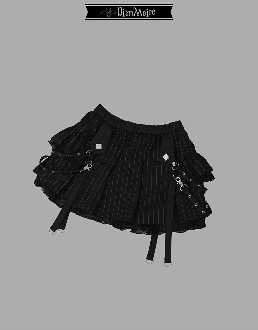 DimMoire【ディムモアール】サイドフリルミニスカート/Black×White DimMoire【ディムモアール】サイドフリルミニスカート/Black×White