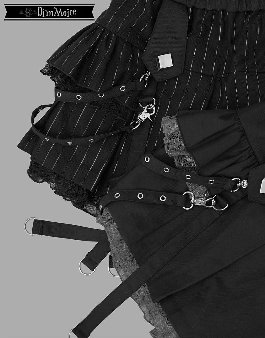 DimMoire【ディムモアール】サイドフリルミニスカート/Black×White DimMoire【ディムモアール】サイドフリルミニスカート/Black×White