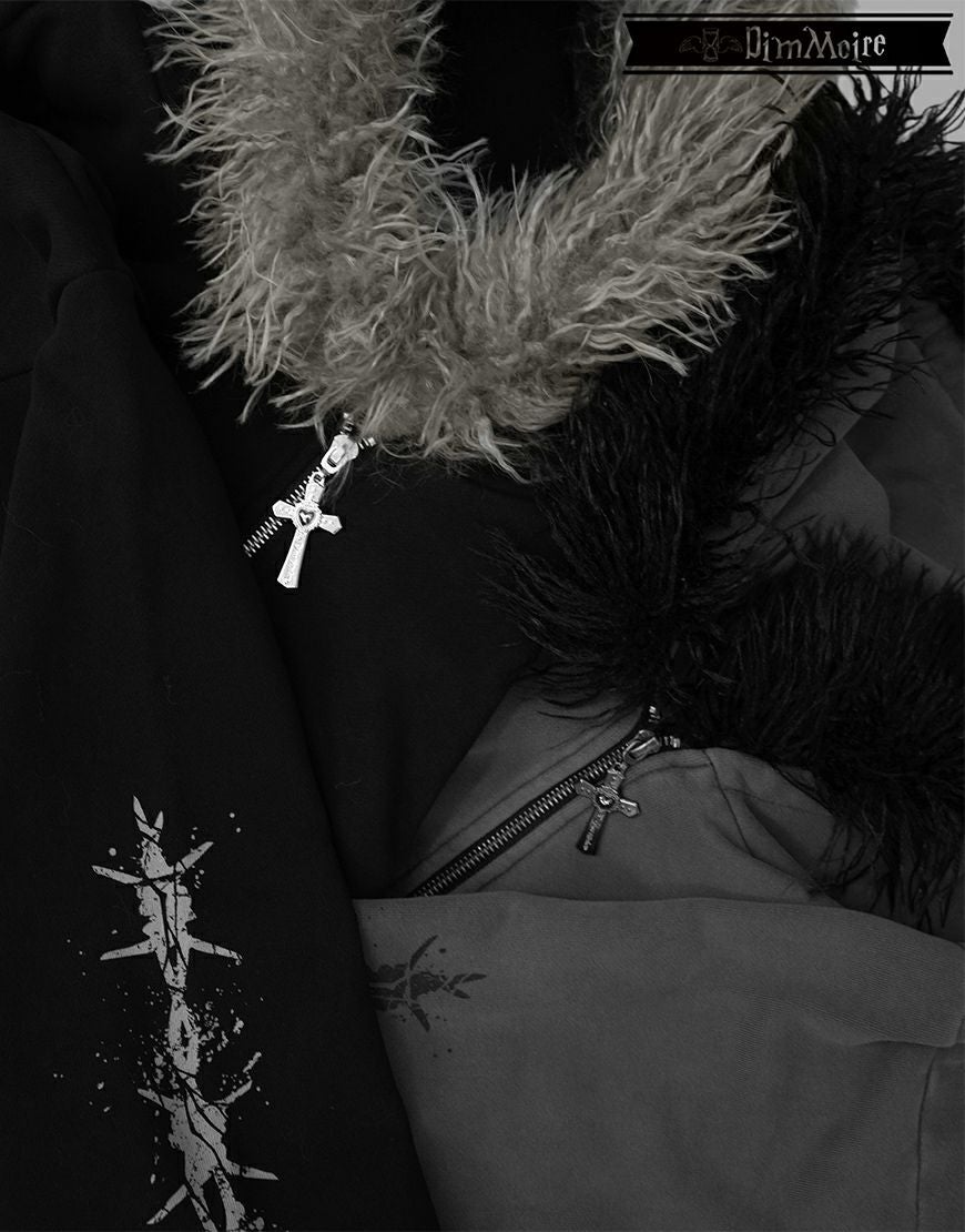 DimMoire【ディムモアール】ファーフードGothicパーカー/Gray