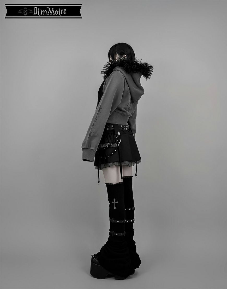 DimMoire【ディムモアール】ファーフードGothicパーカー/Gray