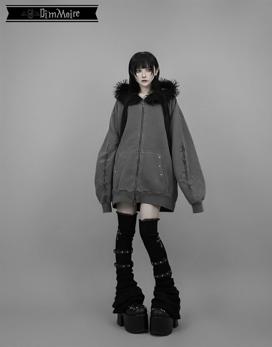 DimMoire【ディムモアール】ファーフードGothicパーカー/Gray