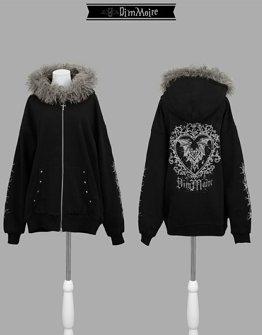 DimMoire【ディムモアール】ファーフードGothicパーカー/Black
