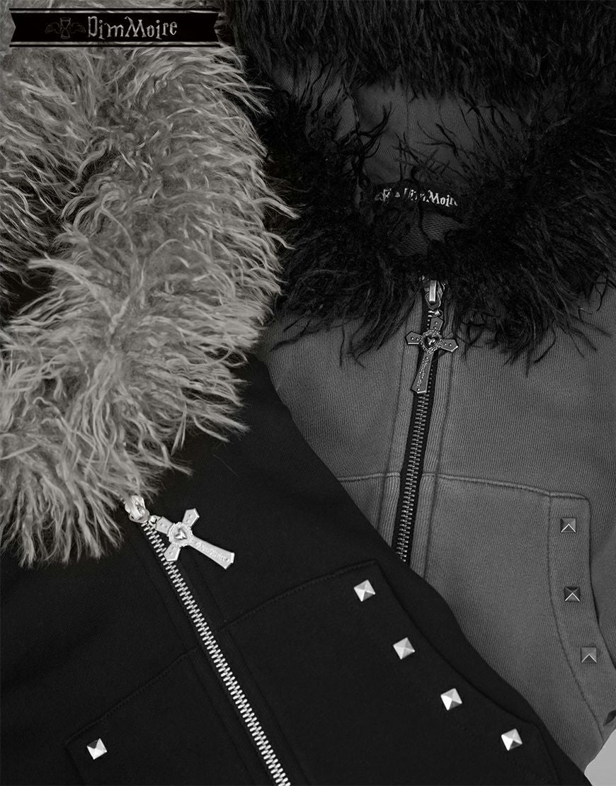 DimMoire【ディムモアール】ファーフードGothicパーカー/Black