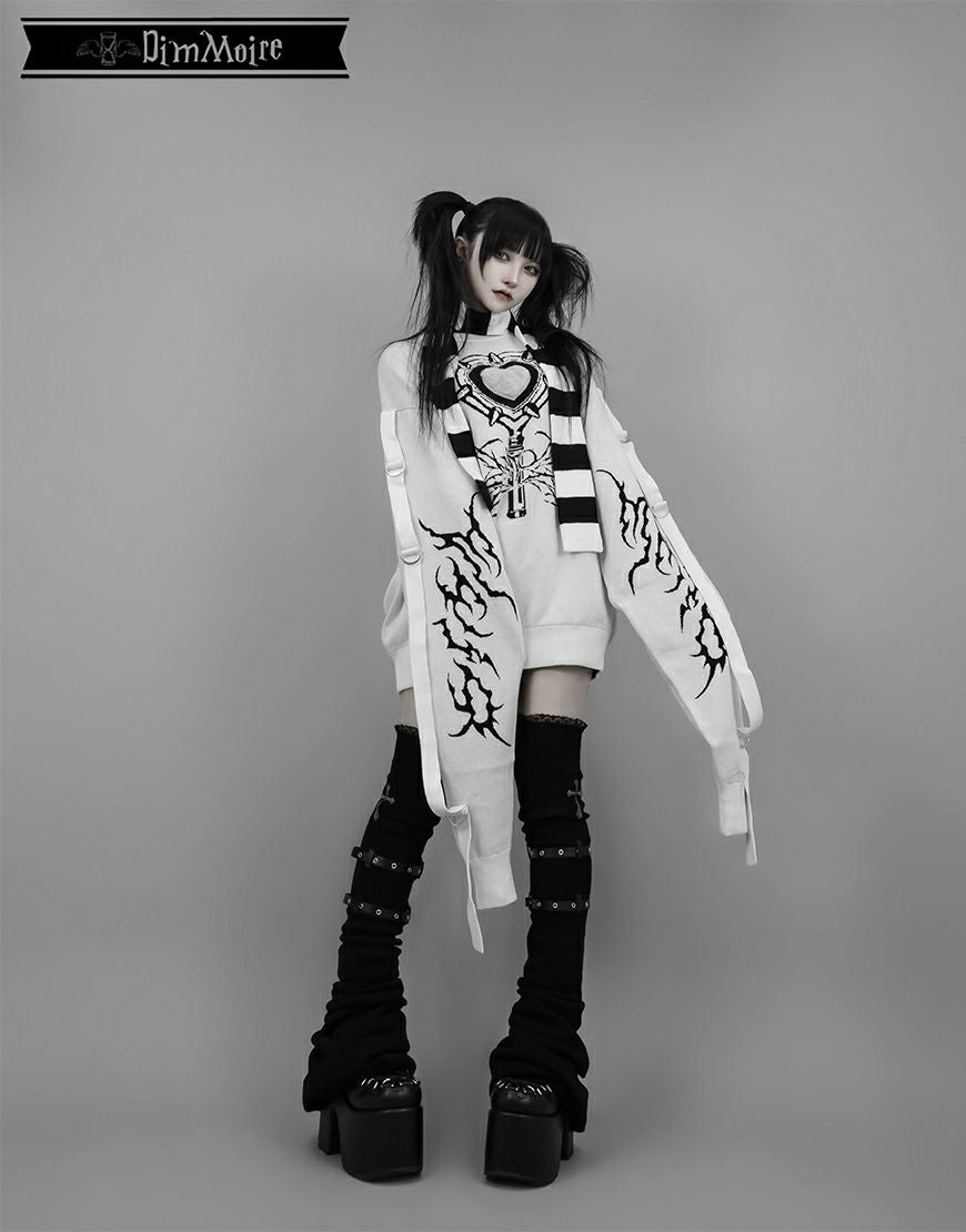 DimMoire【ディムモアール】超ロングスリーブニットII/White