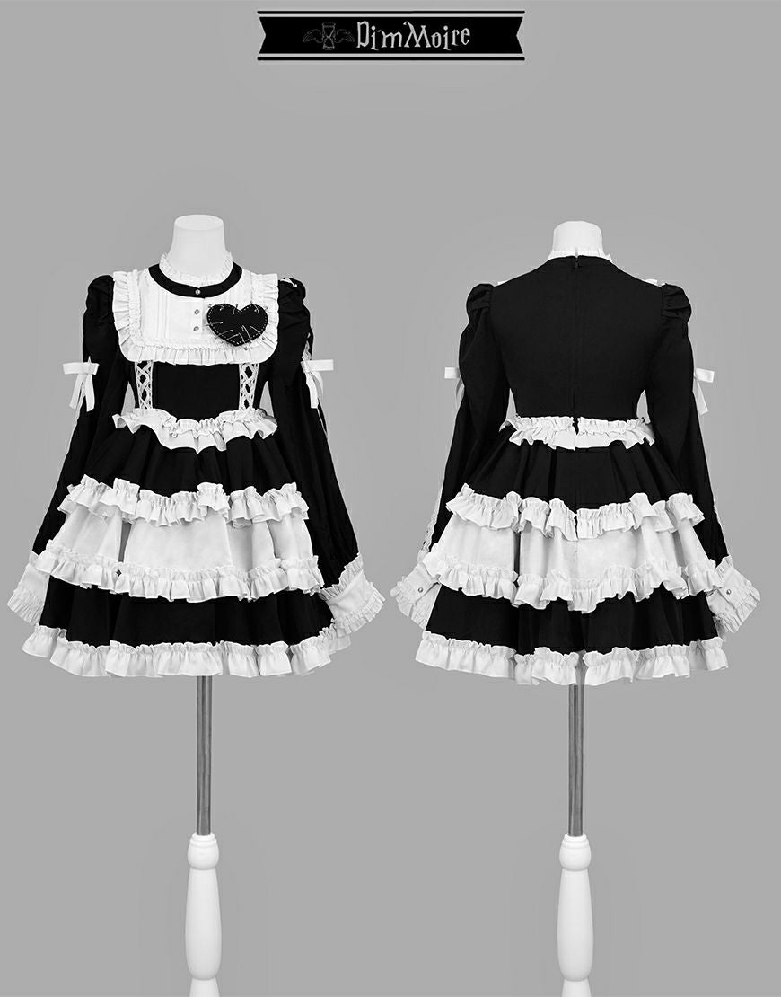 DimMoire【ディムモアール】フリルに埋もれて見る悪夢ドレス/Black×White