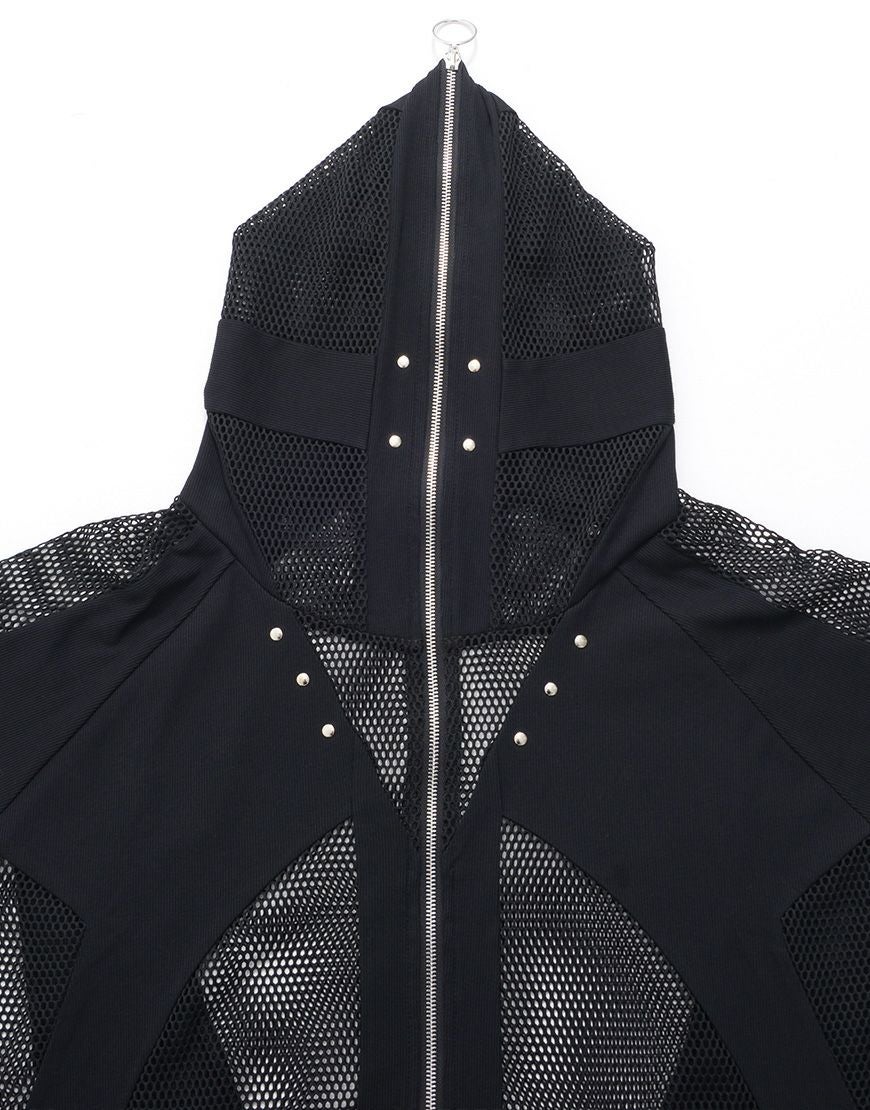 ililil【イルイルイル】Chainmailリブ切り替えメッシュパーカー/全1色 ililil【イルイルイル】Chainmailリブ切り替えメッシュパーカー/全1色