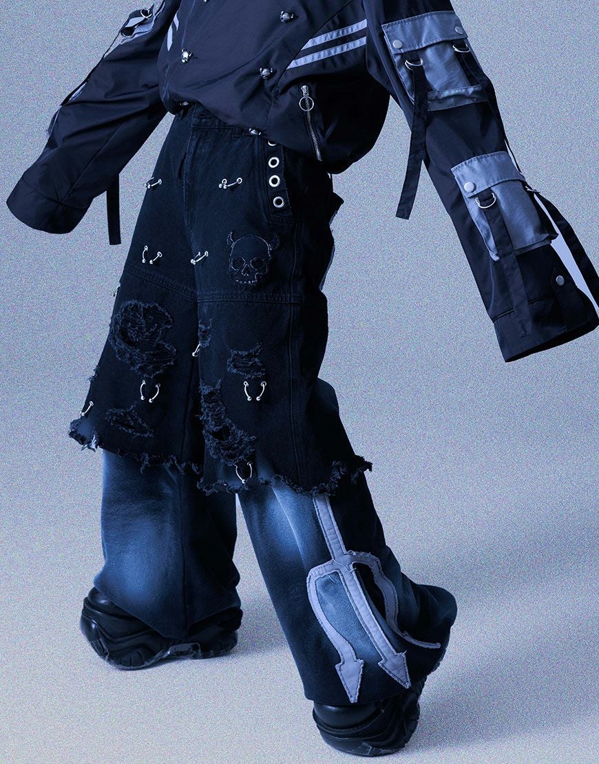 Gamchu【ガムチュ】危険準度ドッキングスピアワイドデニムパンツ/全2色