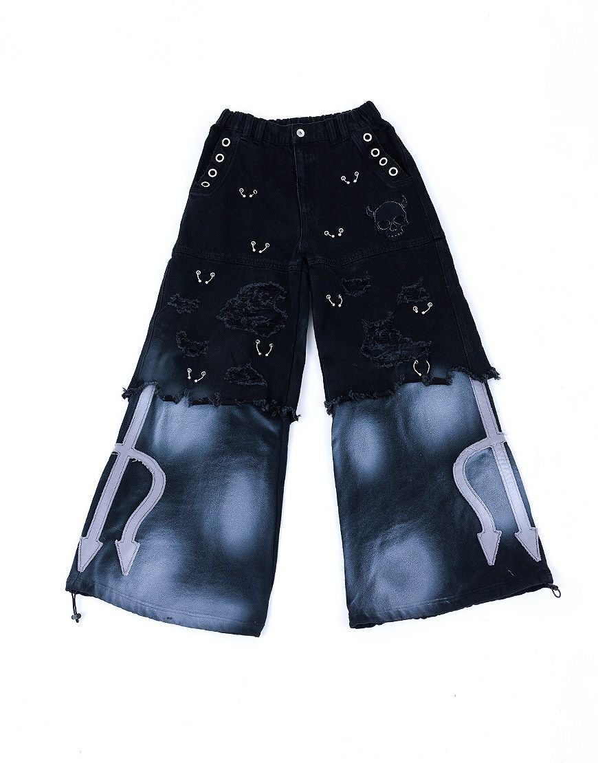 Gamchu【ガムチュ】危険準度ドッキングスピアワイドデニムパンツ/全2色