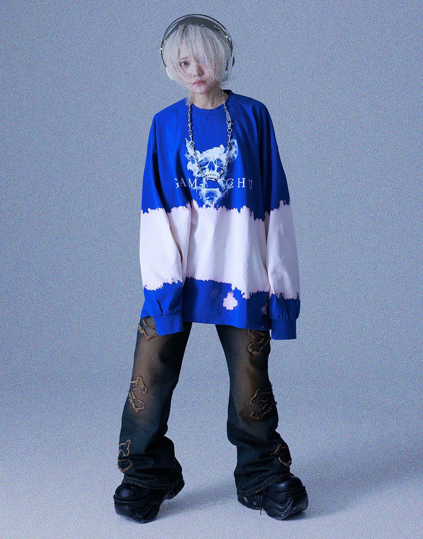 Gamchu【ガムチュ】廃YESど度 パッチワーク加工フレアデニムパンツ Gamchu【ガムチュ】廃YESど度 パッチワーク加工フレアデニムパンツ/全2色