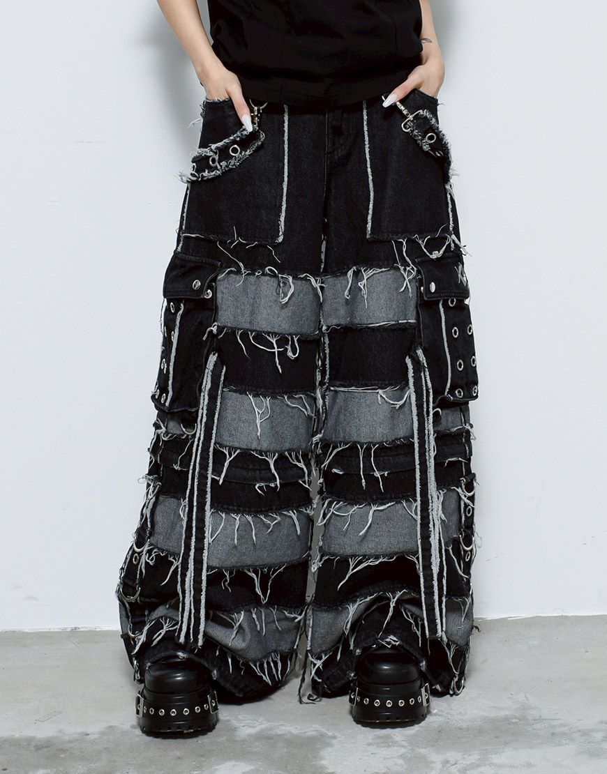 REFLEM【レフレム】2wayツギハギカーゴデニムパンツ/全3色