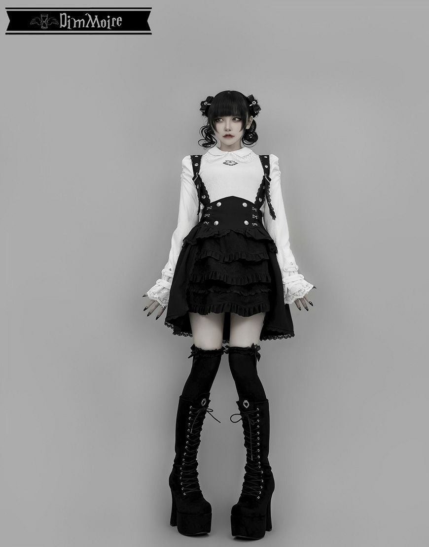 DimMoire【ディムモアール】夢纏うサスペンダースカート/Black