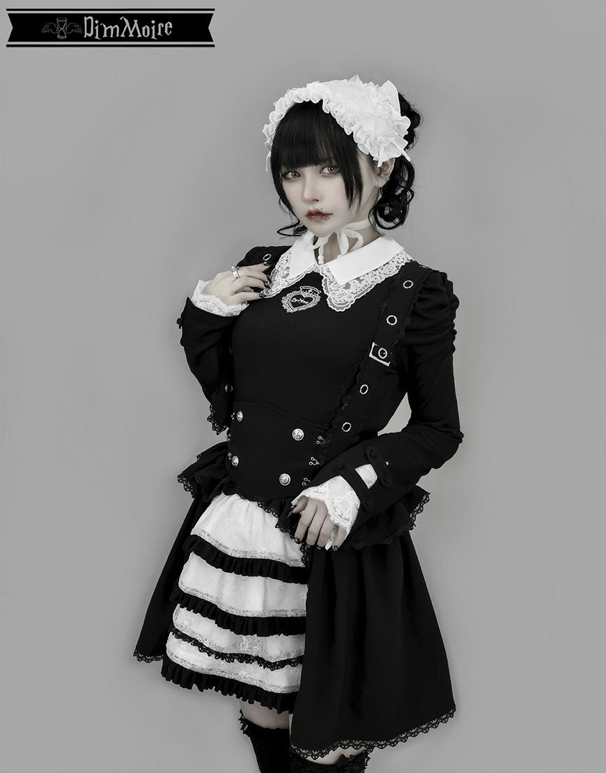 DimMoire【ディムモアール】夢纏うサスペンダースカート/Black