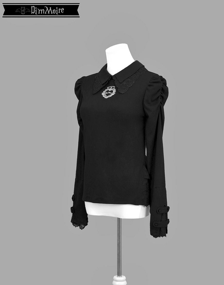 DimMoire【ディムモアール】おすましレース襟トップス/Black