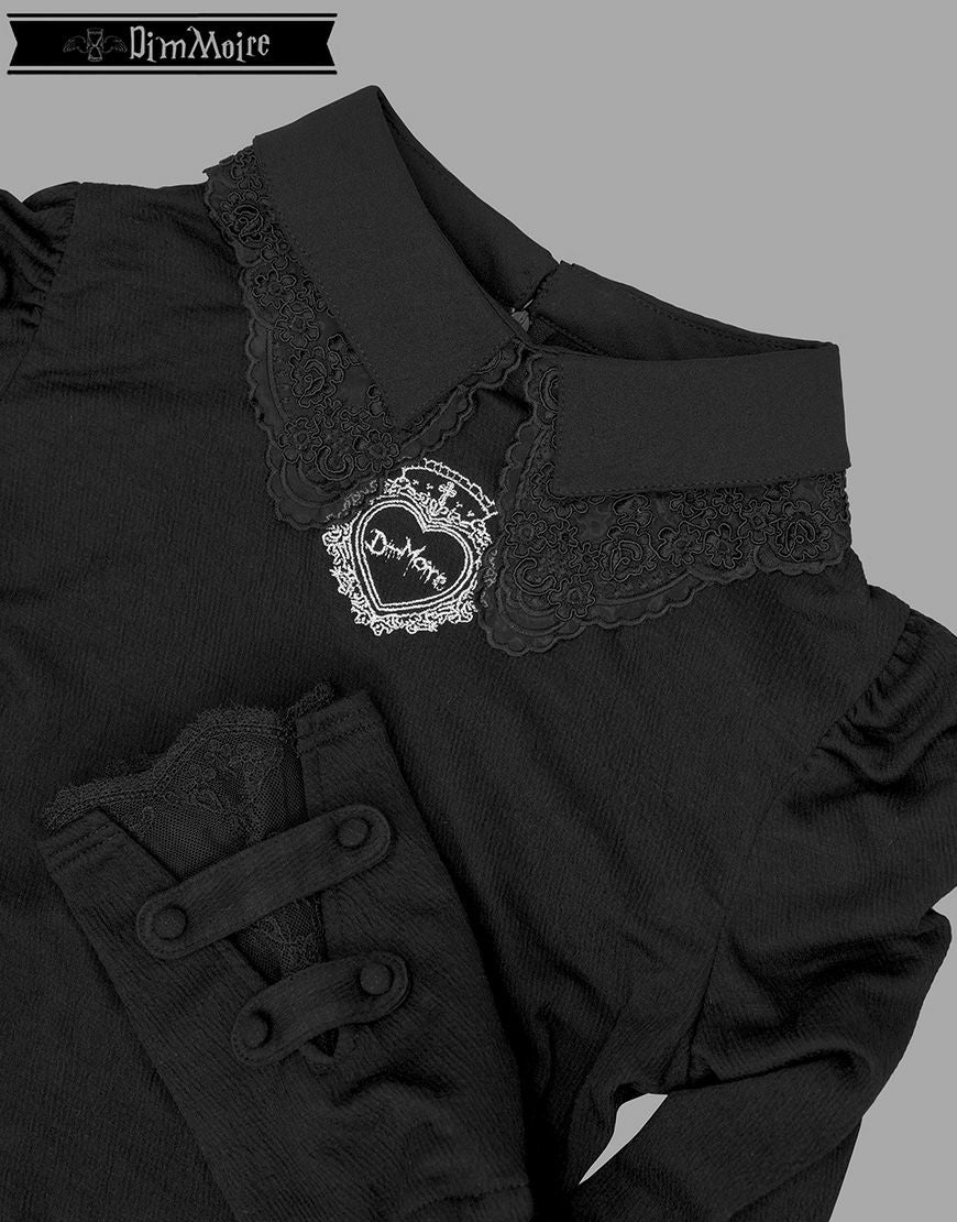 DimMoire【ディムモアール】おすましレース襟トップス/Black