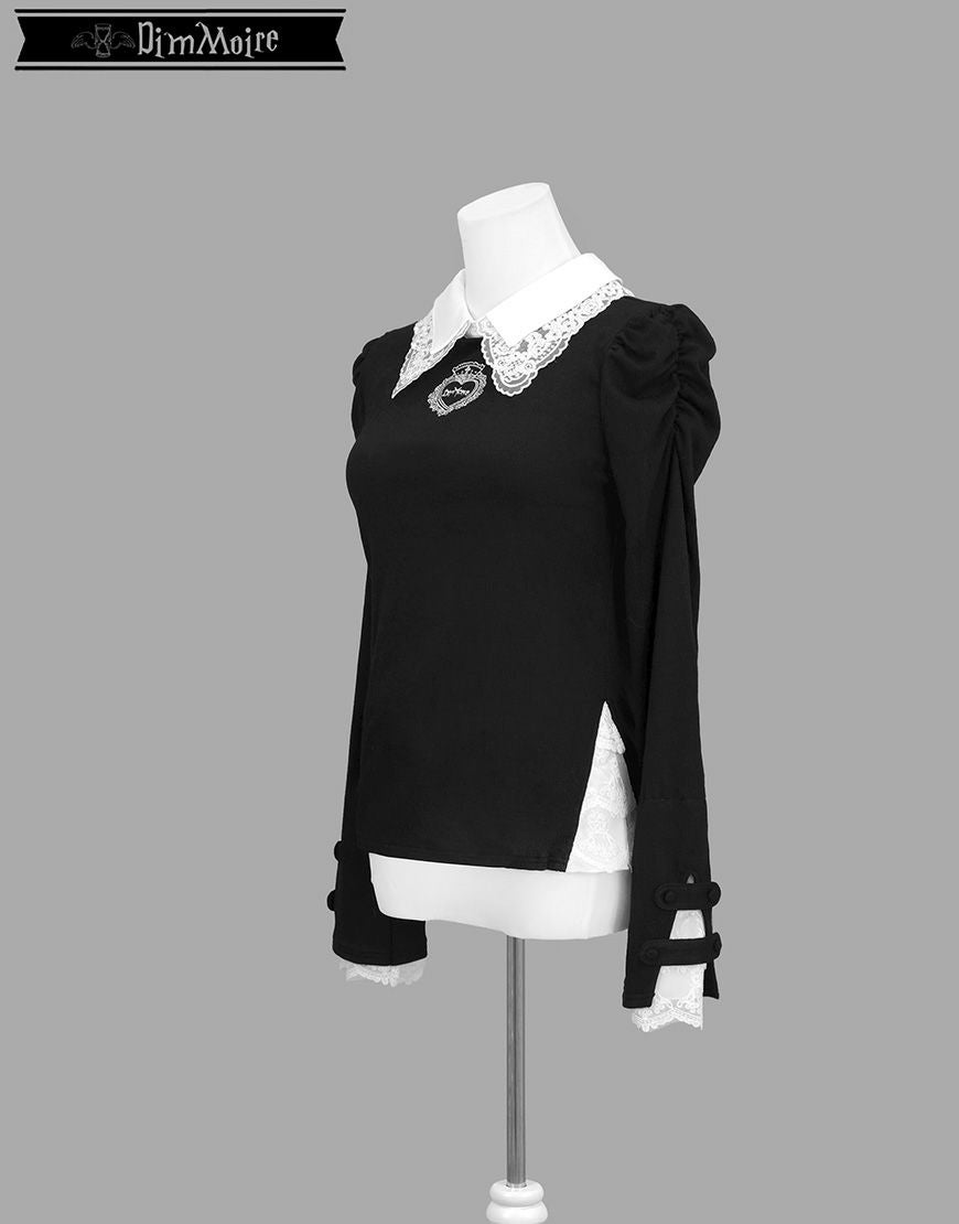 DimMoire【ディムモアール】おすましレース襟トップス/Black×White