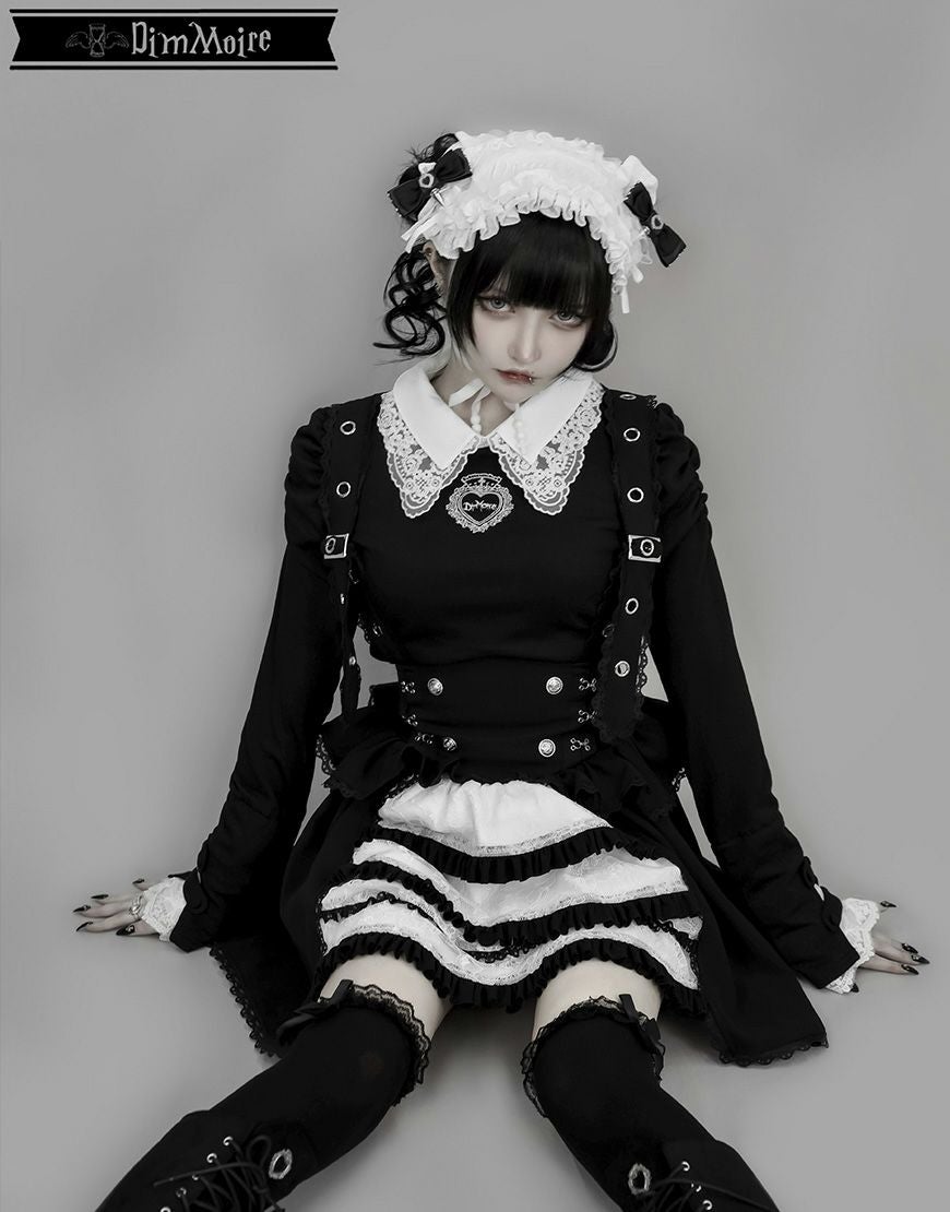 DimMoire【ディムモアール】おすましレース襟トップス/Black×White