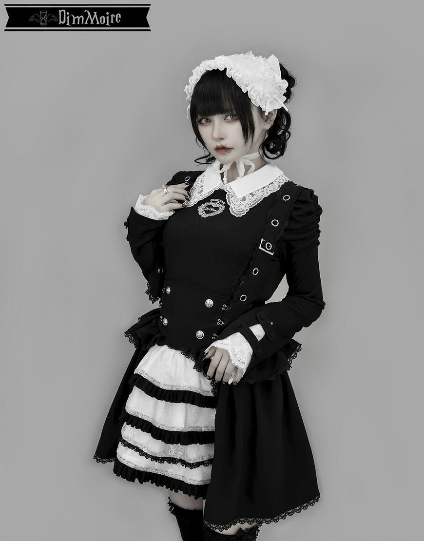 DimMoire【ディムモアール】おすましレース襟トップス/Black×White