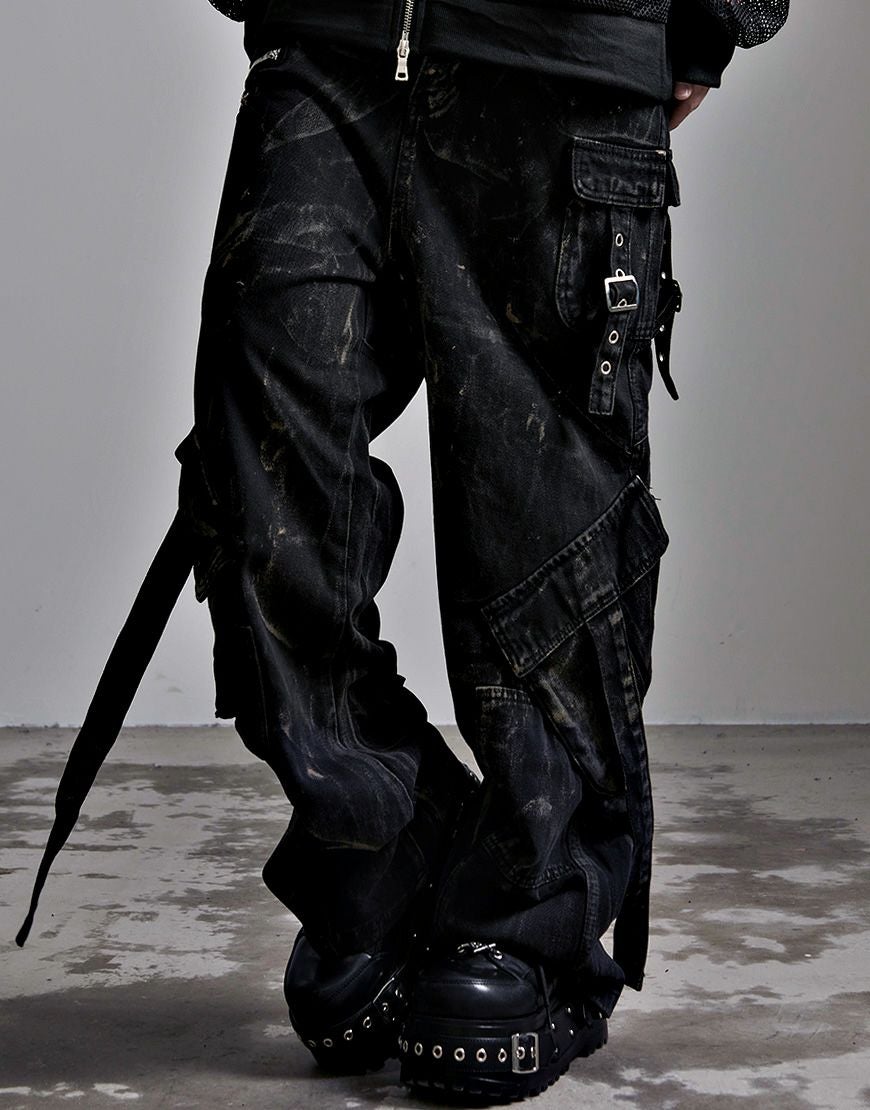 DimMoire【ディムモアール】ロゴプリントジャージパンツ/Black