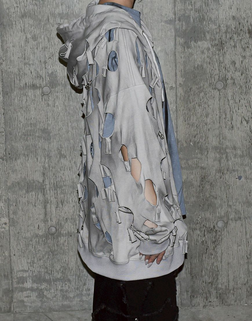 REFLEM【レフレム】ダメージ加工ジップアップパーカー/全2色