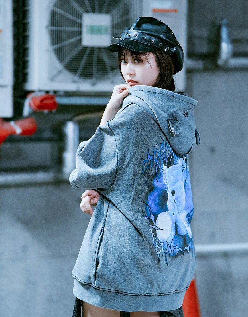 TRAVAS TOKYO【トラバストーキョー】クマ耳半袖ジップアップパーカー/全3色