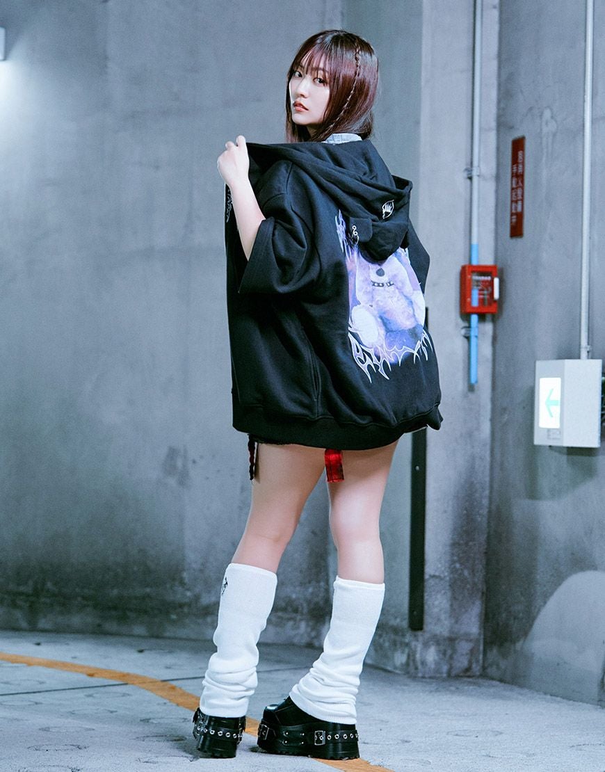 TRAVAS TOKYO【トラバストーキョー】クマ耳半袖ジップアップパーカー/全3色
