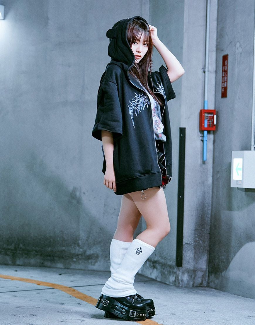 TRAVAS TOKYO【トラバストーキョー】クマ耳半袖ジップアップパーカー/全3色