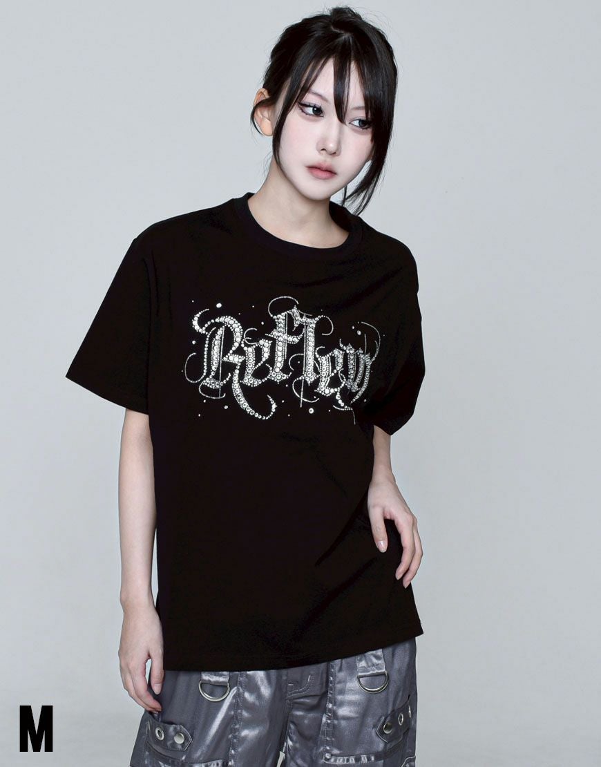 REFLEM【レフレム】ラインストーンロゴ半袖Tシャツ/全3色