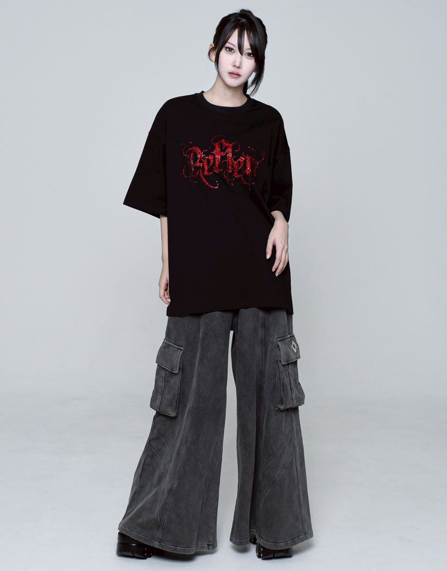 REFLEM【レフレム】ラインストーンロゴ半袖Tシャツ/全3色