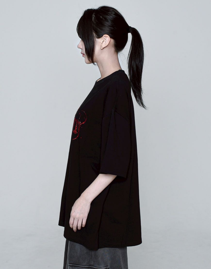 REFLEM【レフレム】ラインストーンロゴ半袖Tシャツ/全3色