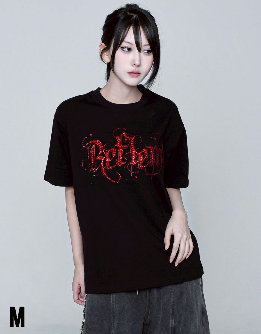 REFLEM レフレム チェーン ロゴ Tシャツ ブラック レッド REFLEM（レフレム）の「『REFLEM/レフレム』チェーン付き発泡プリントT