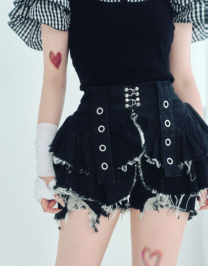 DustDevil【ダストデビル】チェックフリルオールインワンピース/全2色