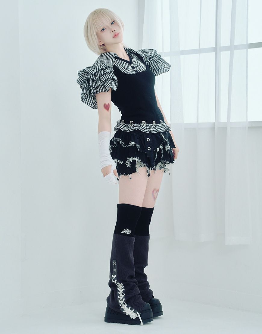 DustDevil【ダストデビル】デビルエンジェルリボンニットブラウス/全2色