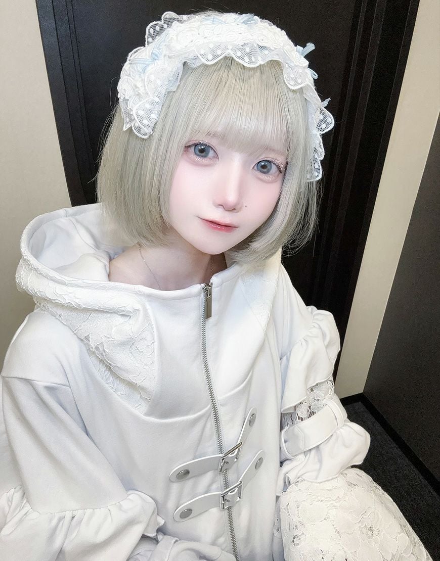 新品　タグ付き　ililil ふわふわの嘘で包んだ天使のレースフリルパーカー ililil【イルイルイル】ふわふわの嘘で包んだ天使のレースフリル