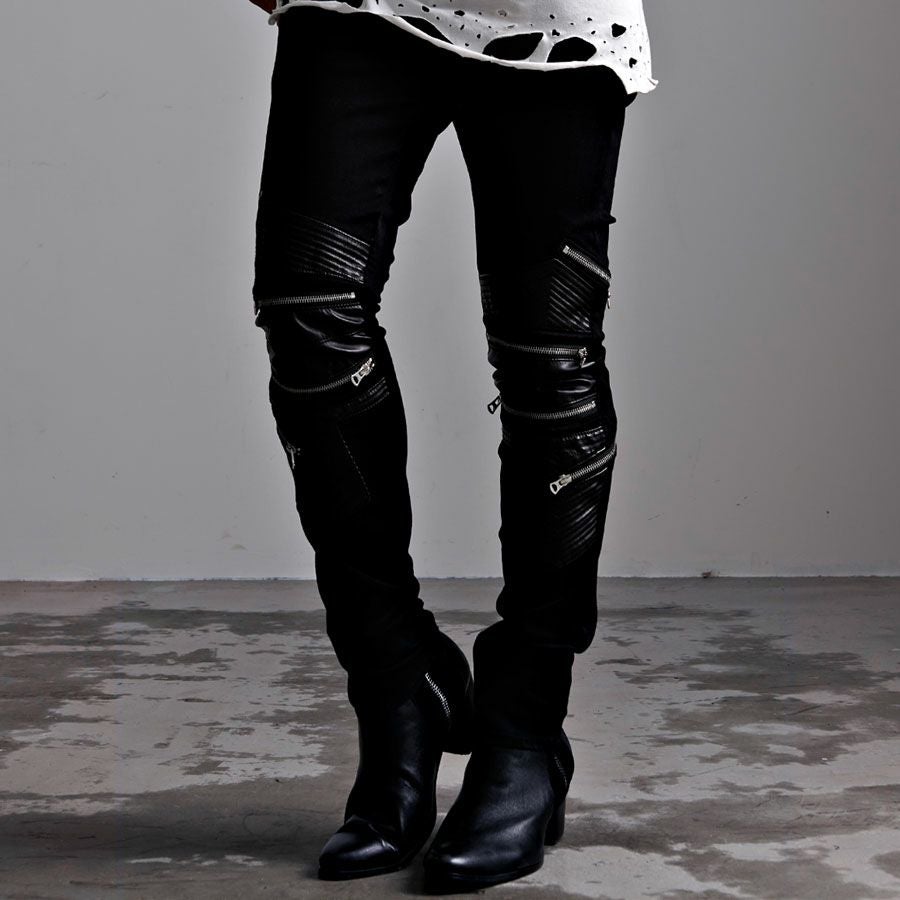 CIVARIZE【シヴァーライズ】PUレザー切り替えバイカーZIPストレッチ