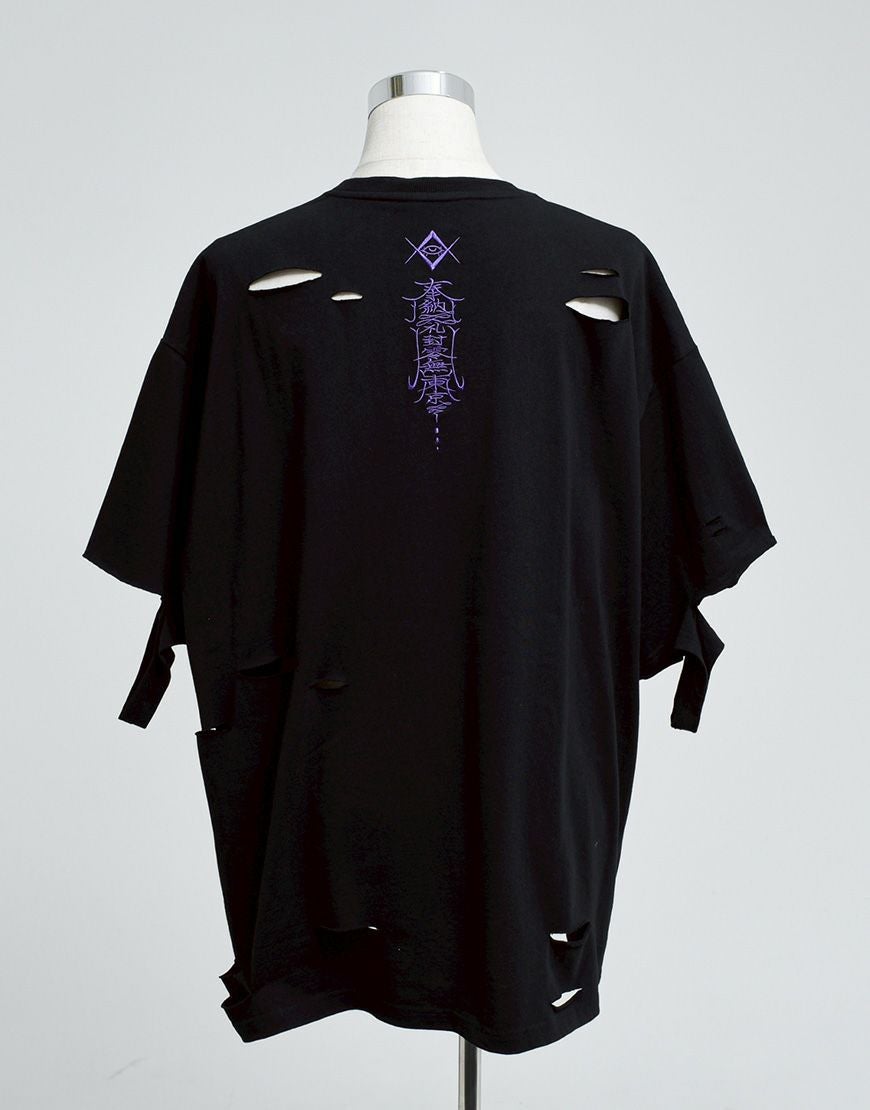 REFLEM【レフレム】ドラゴン刺繍ダメージ半袖Tシャツ/全3色