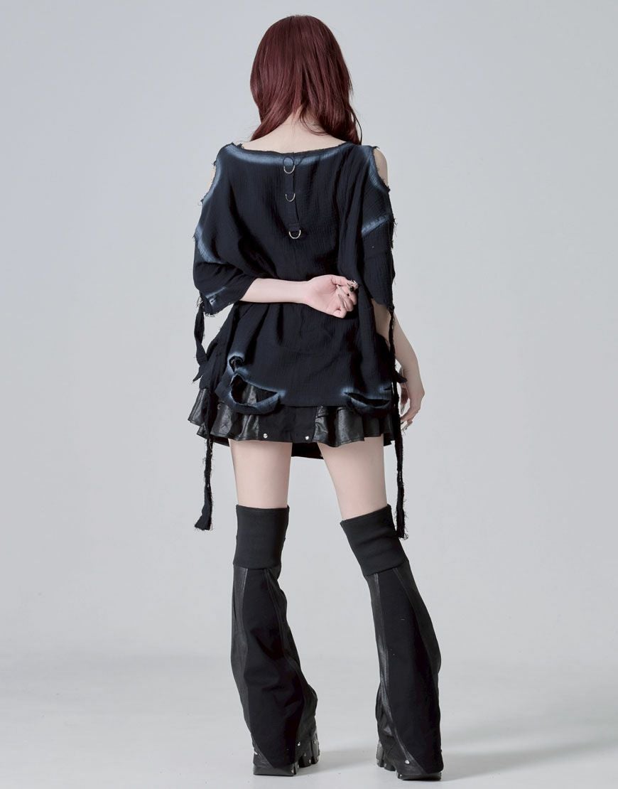 REFLEM ブロークンダブルガーゼプリント長袖カットソー レフレム 地雷 REFLEM【レフレム】ブロークンダブルガーゼプリント半袖カットソー/全2色