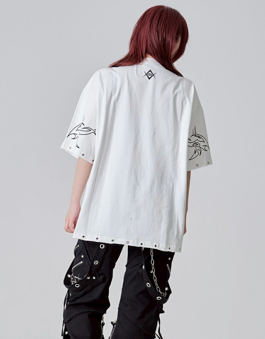 REFLEM【レフレム】チェーン付きアップリケ半袖Tシャツ/全2色