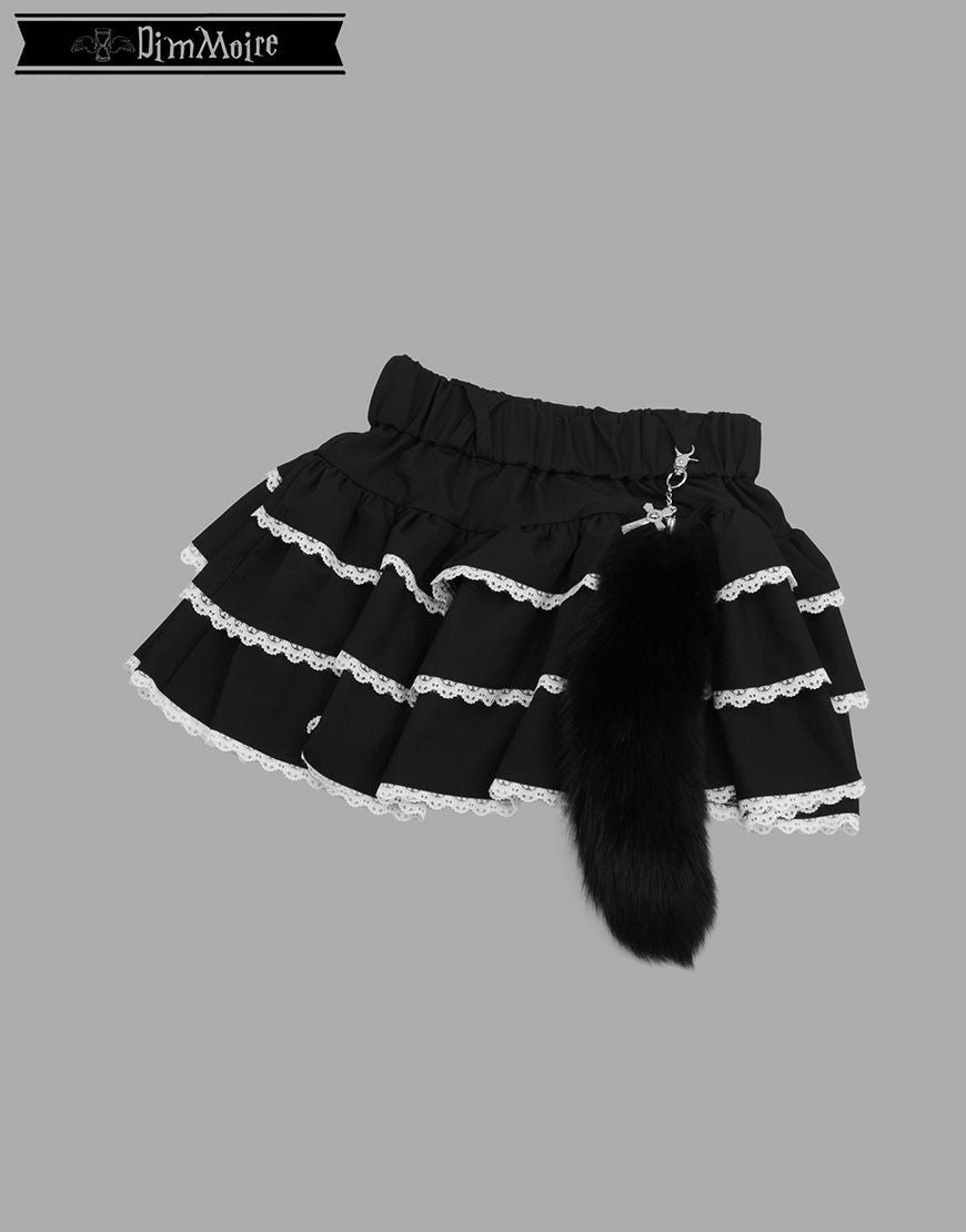 DimMoire【ディムモアール】チャーム付きフリルミニスカート/Black