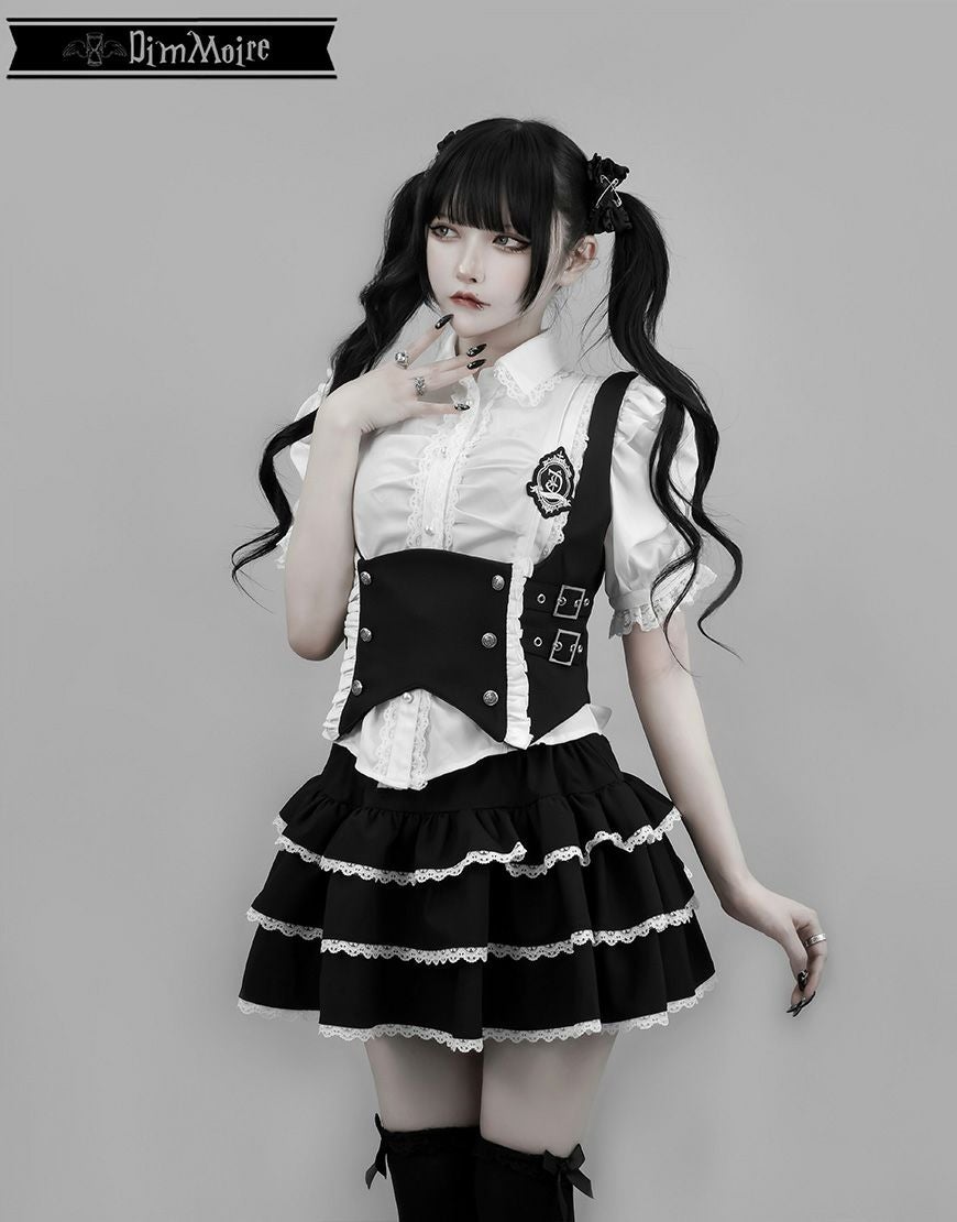 DimMoire【ディムモアール】チャーム付きフリルミニスカート/Black