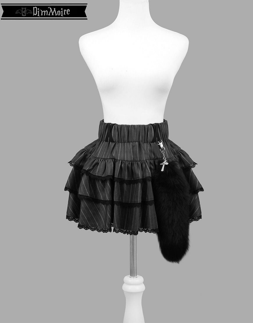 DimMoire【ディムモアール】チャーム付きフリルミニスカート/Gray