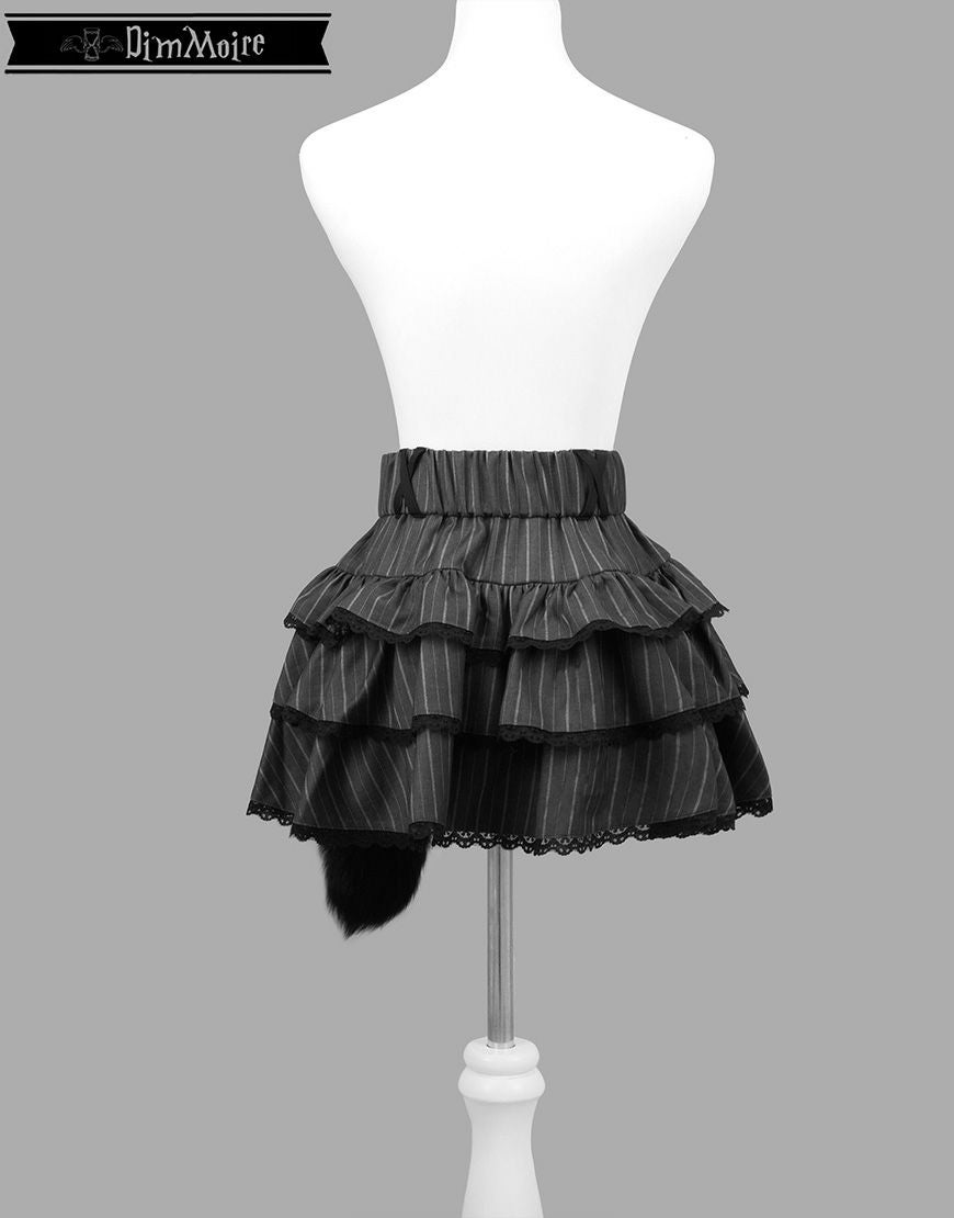 DimMoire【ディムモアール】チャーム付きフリルミニスカート/Gray