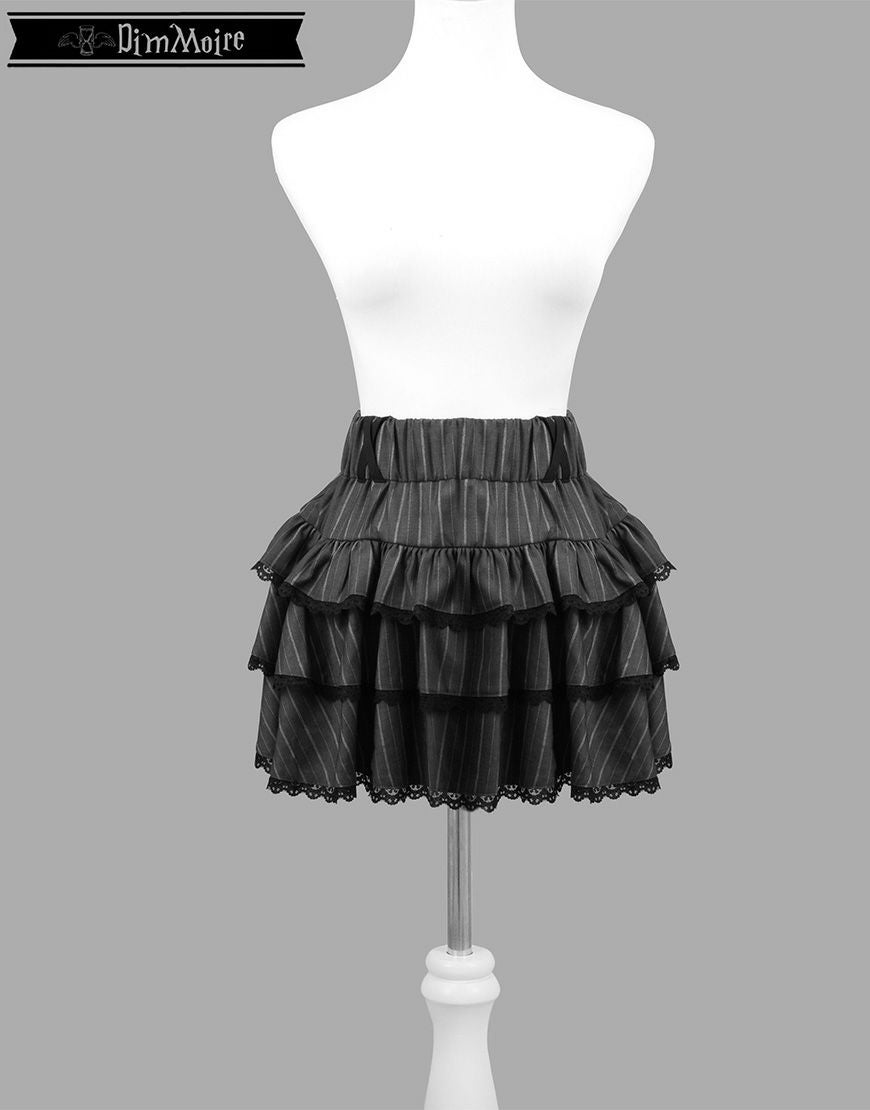 DimMoire【ディムモアール】チャーム付きフリルミニスカート/Gray