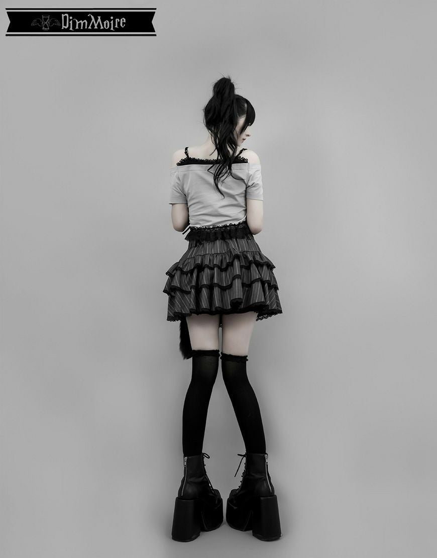 DimMoire【ディムモアール】チャーム付きフリルミニスカート/Gray