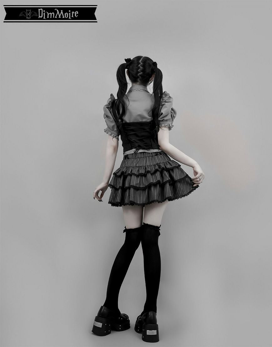 DimMoire【ディムモアール】チャーム付きフリルミニスカート/Gray