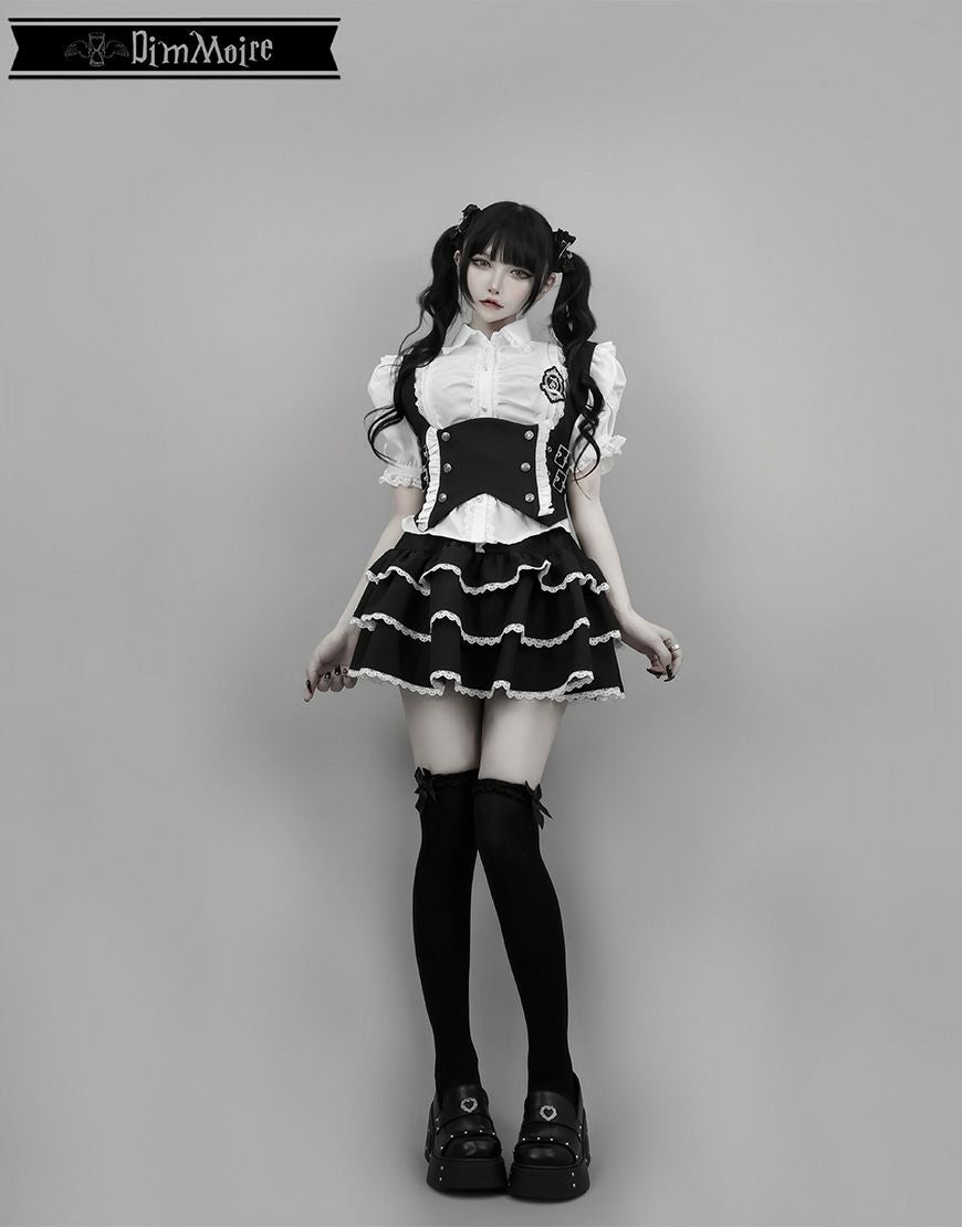 DimMoire 学園ブラウス+ジレset DimMoire【ディムモアール】DimMoire学園ブラウス+ジレset/White×Black